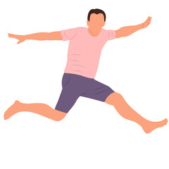 man jumping flat design ,on white background isolated