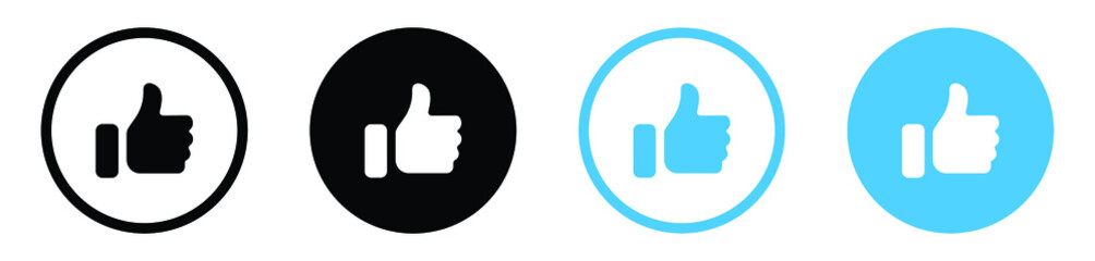 like icon button, thumbs up icon symbol sign - recommended button in round circle - thumb finger up symbol - obrazy, fototapety, plakaty