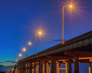 bridge over river blue hour
