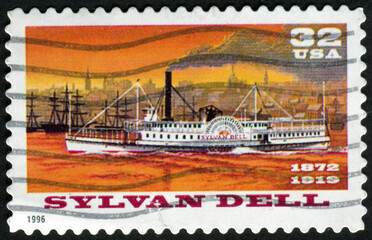 USA - CIRCA 1996: Postage stamp printed in the United States shows Sylvan Dell river boat