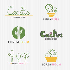 Cactus Plant And Tree Logo Set - Vector