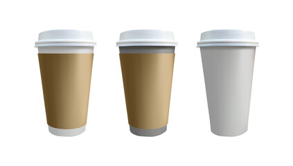 Coffee cups mock up isolated on white background. EPS 10