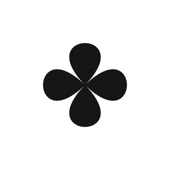 Four petals flower silhouette vector. Flower with 4 petals. Flower icon