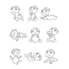 Set of baby emotions and movements vector