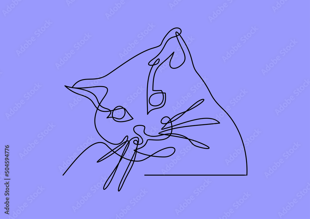 Wall mural vector of a cat face design-continuous line drawing