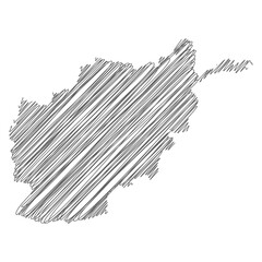 vector illustration of scribble drawing map of Afghanistan