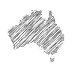 vector illustration of scribble drawing map of Australia