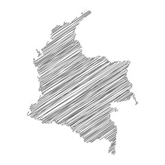 vector illustration of scribble drawing map of Colombia