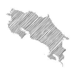 vector illustration of scribble drawing map of Costa Rica