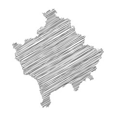 vector illustration of scribble drawing map of Kosovo