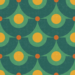 Vintage abstract green and yellow floral pattern