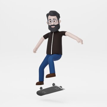3D Man Playing Skateboard Professionally