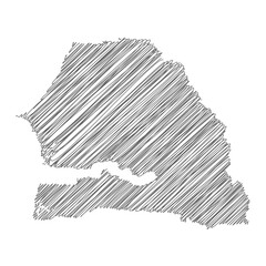 vector illustration of scribble drawing map of Senegal