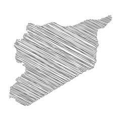vector illustration of scribble drawing map of Syria