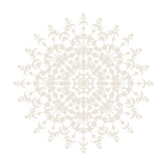 Mandala Round Circle Lace Symbol Icon. Abstract Oriental Mandala Template. Yoga Style Arabesque Pattern Elegant Element Icon