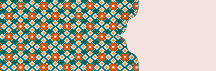 Islamic Arabic White Luxury Arabesque Pattern Background with Elegant Golden Border