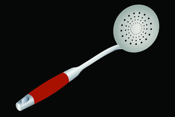 colander with wooden insert on a long handle