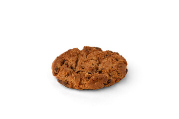Chocolate chip cookies isolated on white background. American biscuit sweet dessert.