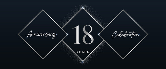 18 years anniversary celebration logotype. Vector design for anniversary celebration events, birthday party, greeting card, wedding, invitation card. 18 Year Anniversary Template Design Vector