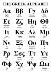 Greek Alphabet Letters And Symbols. Designed On White Background. Vector Illustration.