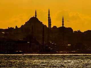 mosque in istanbul and at sunset