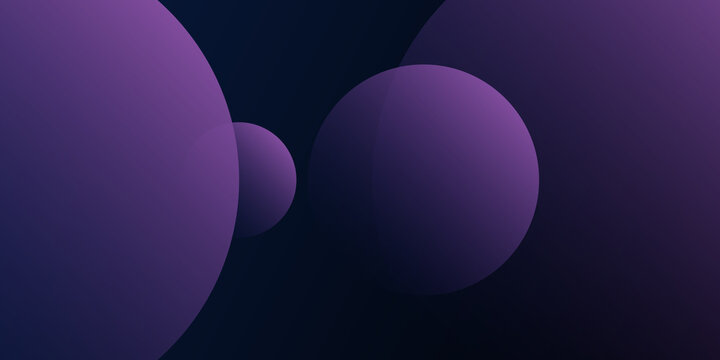 Purple Balls - Modern Style Minimalist Abstract Background, 3D Design Template with Copyspace in Editable Vector Format