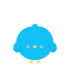 水色の丸いフォルムの鳥 - 幸せの青い鳥 - かわいい手描きタッチの動物のイメージ素材
