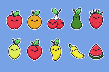 Collection of cute fruits sticker