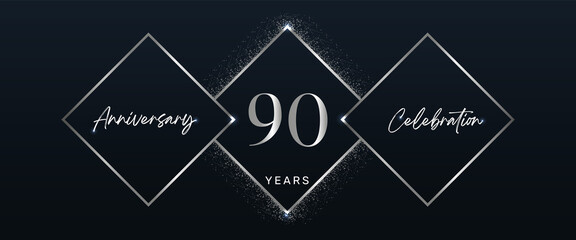 90 years anniversary celebration logotype. Vector design for anniversary celebration events, birthday party, greeting card, wedding, invitation card. 90 Year Anniversary Template Design Vector