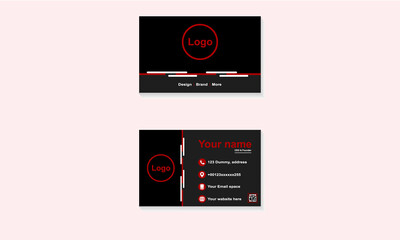 Business card template. Black background, Illustration