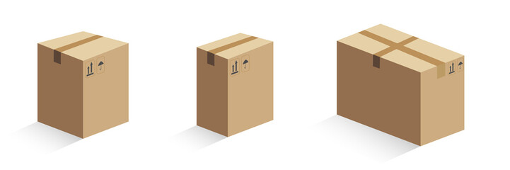 Boxes on wooded pallet illustration, flat style warehouse cardboard parcel boxes stack front view image Box on pallet in warehouse. Cardboard boxes in front on wooden palettes. Icon of delivery