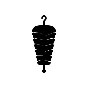 Arabic Sharma Turkish barbecue Beef Black clip art Vector illustration of donor kebab icon on white background. 