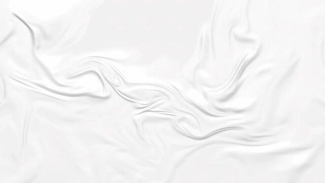 Abstract animated motion background with flowing brushstroke and smooth waves of clear white oil or acrylic painting. Expressive digital art animation with copy space rendered in 4K