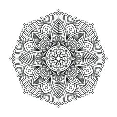 Line art pattern for tattoo, decoration, packaging, card. Coloring book page. Doodle floral on white background.