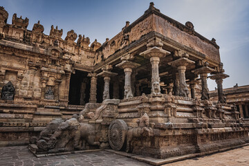 Shri Airavatesvara Temple is a Hindu temple located in Dharasuram, Kumbakonam, Tamil Nadu. It was built by Chola emperor Rajaraja-2. The temple dedicated to Shiva. It is a UNESCO World Heritage Site.