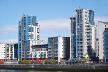 Fototapeta na wymiar Modern high rise tower flats in Glasgow