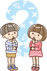 考える男の子と女の子