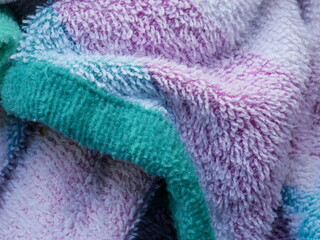 close-up on terry cloth, colorful, knitted fabric, background