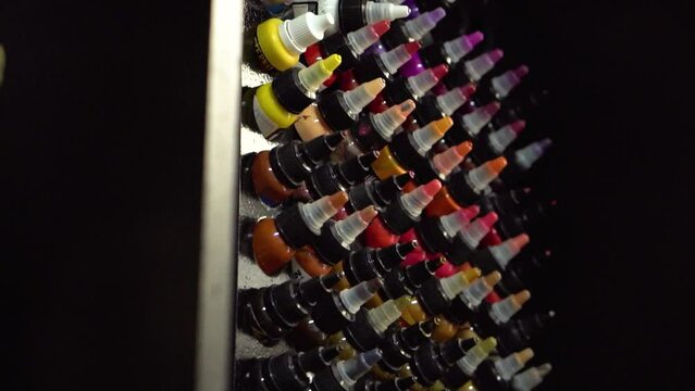 Colored ink bottles for tattoo use