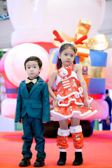 Merry Christmas boy and Girls dress up for Christmas celebrations.