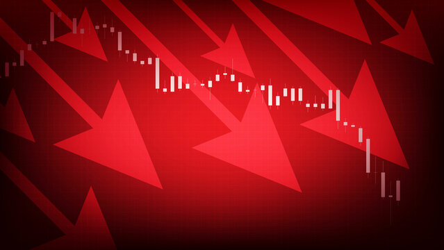 abstract background of red arrow down economy crisis stock market