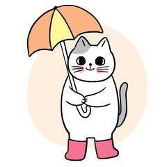 Cartoon cute cat  salfie and coffee cup vector.