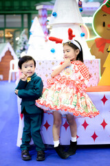 Merry Christmas boy and Girls dress up for Christmas celebrations.