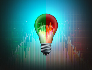 Investing idea concept as a creative financial strategy symbol for buying or selling stocks representing economic or cycles in the economy  and business success