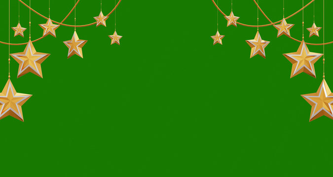 3d render stars ornament with green screen