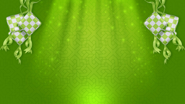 Green shine background with ketupat 