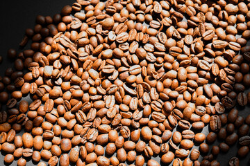 Aromatic roasted coffee beans for background