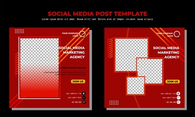Red Vector Social Media Post Template, vector art illustration and text