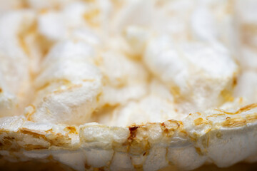 Extreme close up of diet rice cracker texture