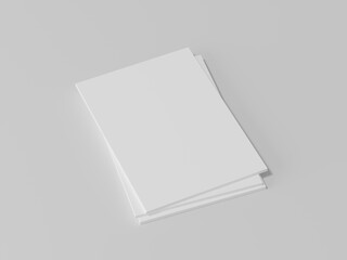 White blank book mockup, notebook paper, 3d rendering, 3d illustration 